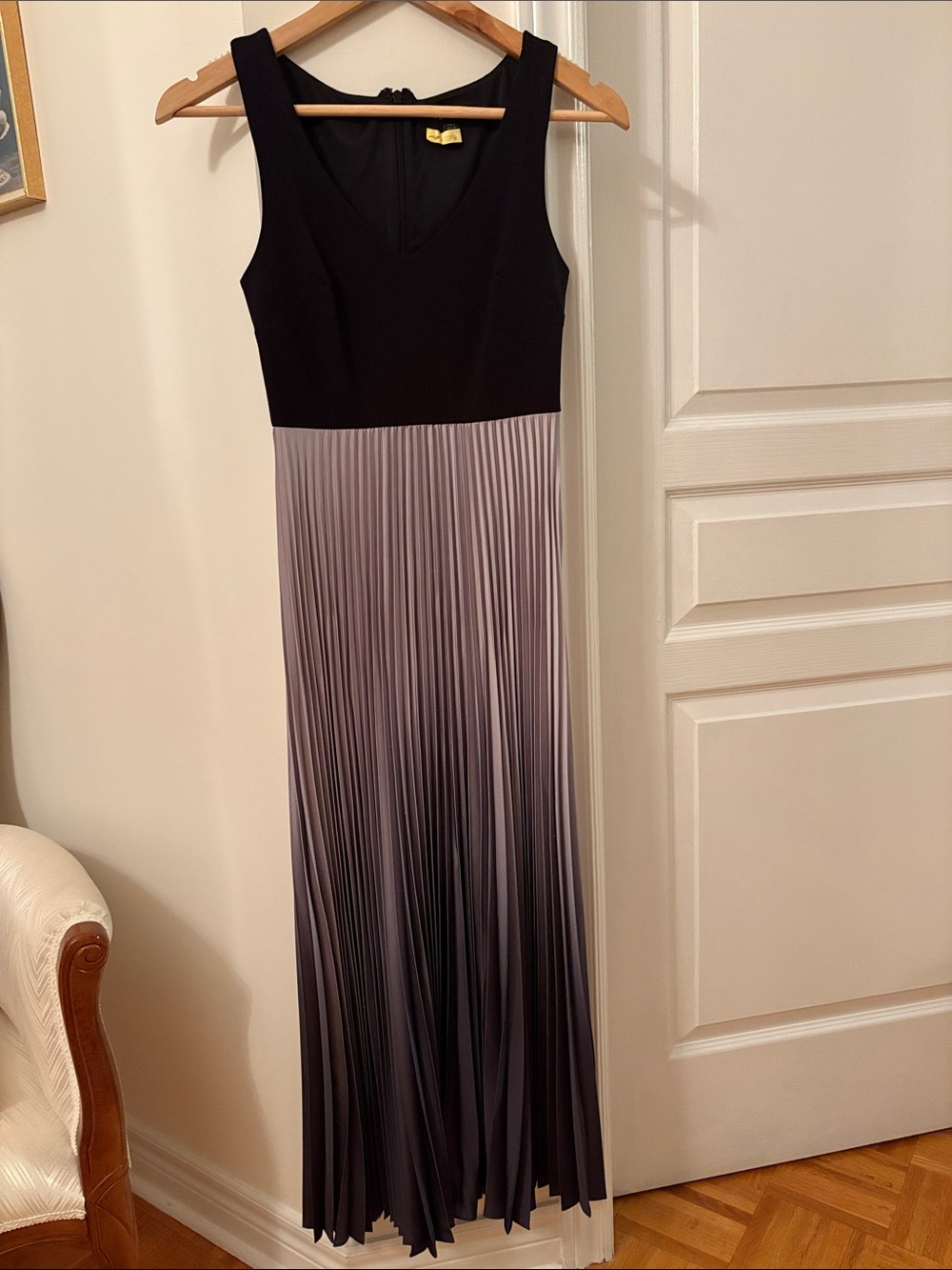 Ever New Black and Gray Ombre Pleated Maxi Dress